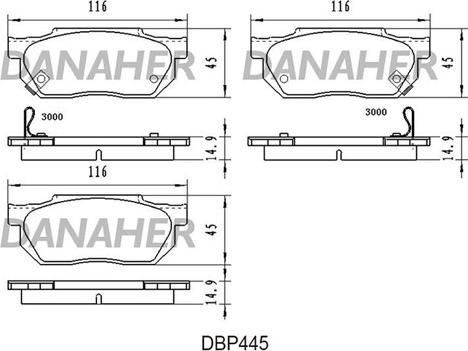 Danaher DBP445 - Тормозные колодки, дисковые, комплект autosila-amz.com