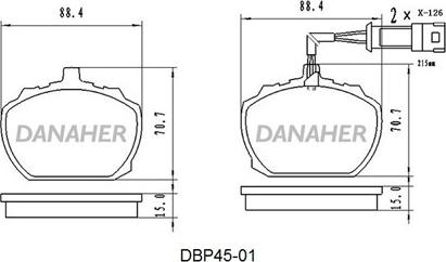 Danaher DBP45-01 - Тормозные колодки, дисковые, комплект autosila-amz.com