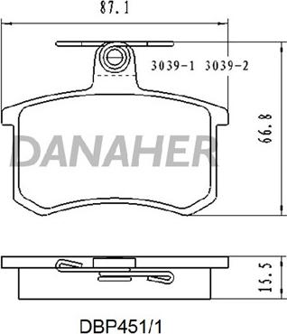 Danaher DBP451/1 - Тормозные колодки, дисковые, комплект autosila-amz.com