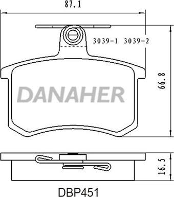 Danaher DBP451 - Тормозные колодки, дисковые, комплект autosila-amz.com