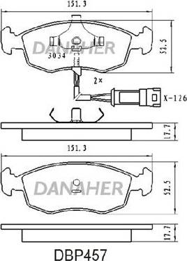 Danaher DBP457 - Тормозные колодки, дисковые, комплект autosila-amz.com