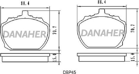 Danaher DBP45 - Тормозные колодки, дисковые, комплект autosila-amz.com