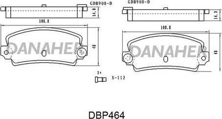 Danaher DBP464 - Тормозные колодки, дисковые, комплект autosila-amz.com