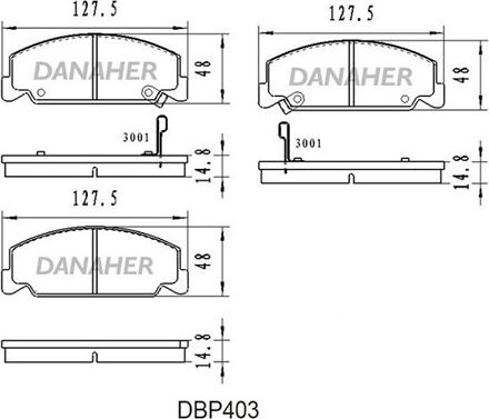 Danaher DBP403 - Тормозные колодки, дисковые, комплект autosila-amz.com