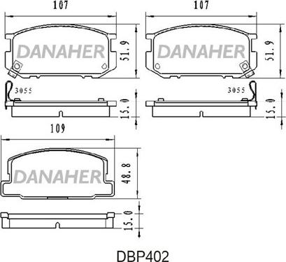 Danaher DBP402 - Тормозные колодки, дисковые, комплект autosila-amz.com