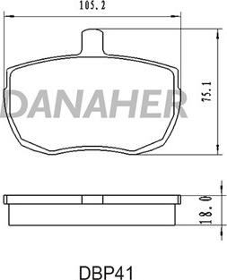 Danaher DBP41 - Тормозные колодки, дисковые, комплект autosila-amz.com