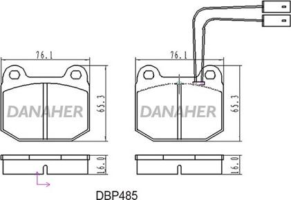 Danaher DBP485 - Тормозные колодки, дисковые, комплект autosila-amz.com