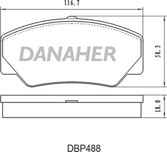 Danaher DBP488 - Тормозные колодки, дисковые, комплект autosila-amz.com