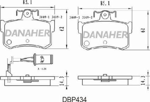 Danaher DBP434 - Тормозные колодки, дисковые, комплект autosila-amz.com