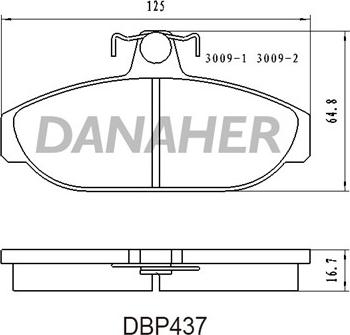 Danaher DBP437 - Тормозные колодки, дисковые, комплект autosila-amz.com
