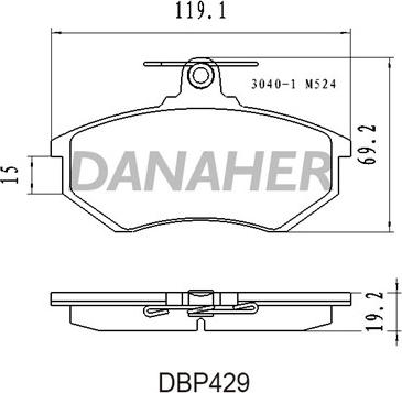 Danaher DBP429 - Тормозные колодки, дисковые, комплект autosila-amz.com