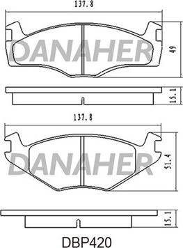 Danaher DBP420 - Тормозные колодки, дисковые, комплект autosila-amz.com