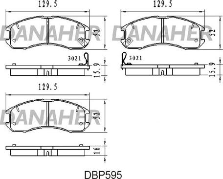 Danaher DBP595 - Тормозные колодки, дисковые, комплект autosila-amz.com