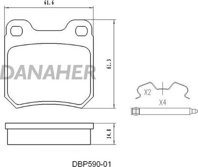 Danaher DBP590-01 - Тормозные колодки, дисковые, комплект autosila-amz.com