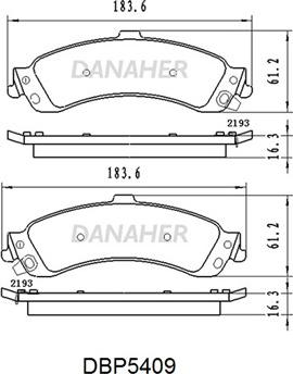 Danaher DBP5409 - Тормозные колодки, дисковые, комплект autosila-amz.com