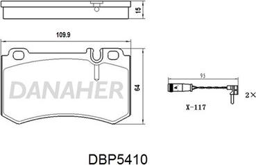 Danaher DBP5410 - Тормозные колодки, дисковые, комплект autosila-amz.com