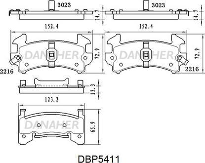 Danaher DBP5411 - Тормозные колодки, дисковые, комплект autosila-amz.com