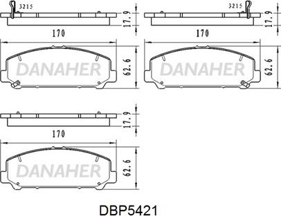 Danaher DBP5421 - Тормозные колодки, дисковые, комплект autosila-amz.com