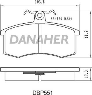 Danaher DBP551 - Тормозные колодки, дисковые, комплект autosila-amz.com