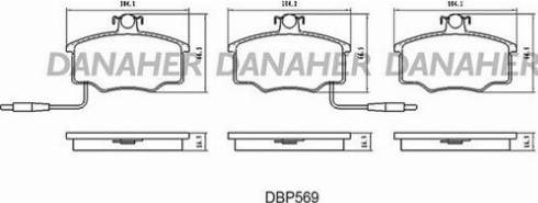 Danaher DBP569 - Тормозные колодки, дисковые, комплект autosila-amz.com