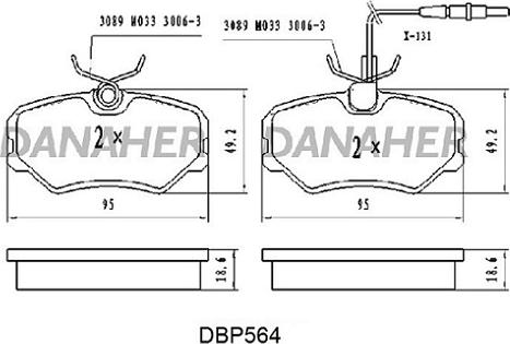 Danaher DBP564 - Тормозные колодки, дисковые, комплект autosila-amz.com