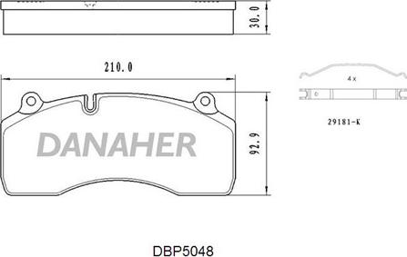 Danaher DBP5048 - Тормозные колодки, дисковые, комплект autosila-amz.com