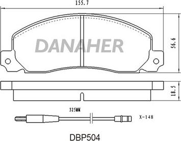 Danaher DBP504 - Тормозные колодки, дисковые, комплект autosila-amz.com