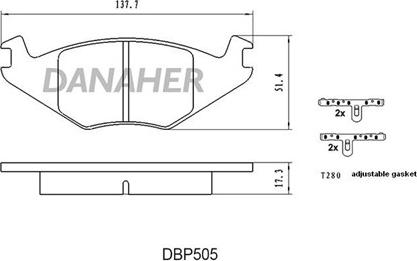 Danaher DBP505 - Тормозные колодки, дисковые, комплект autosila-amz.com