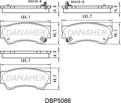 Danaher DBP5066 - Тормозные колодки, дисковые, комплект autosila-amz.com