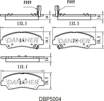 Danaher DBP5004 - Тормозные колодки, дисковые, комплект autosila-amz.com