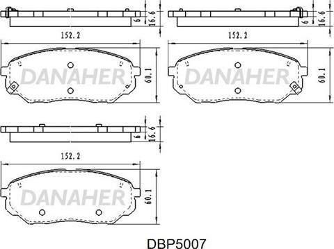 Danaher DBP5007 - Тормозные колодки, дисковые, комплект autosila-amz.com