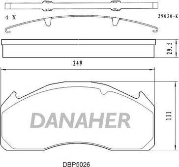 Danaher DBP5026 - Тормозные колодки, дисковые, комплект autosila-amz.com