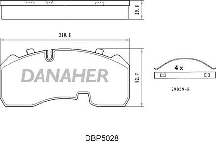 Danaher DBP5028 - Тормозные колодки, дисковые, комплект autosila-amz.com
