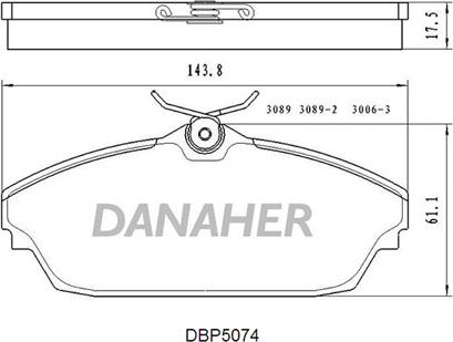 Danaher DBP5074 - Тормозные колодки, дисковые, комплект autosila-amz.com