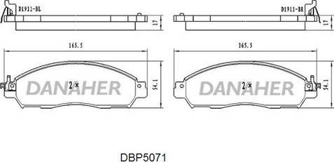 Danaher DBP5071 - Тормозные колодки, дисковые, комплект autosila-amz.com