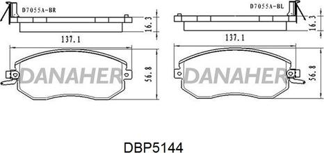 Danaher DBP5144 - Тормозные колодки, дисковые, комплект autosila-amz.com