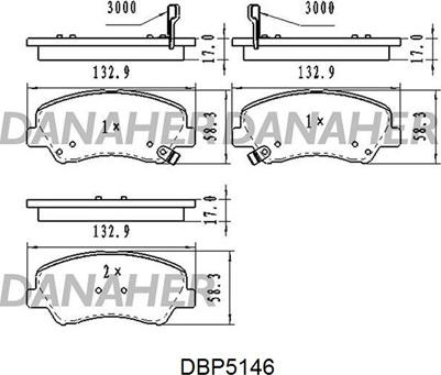 Danaher DBP5146 - Тормозные колодки, дисковые, комплект autosila-amz.com