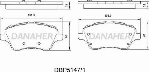 Danaher DBP5147/1 - Тормозные колодки, дисковые, комплект autosila-amz.com
