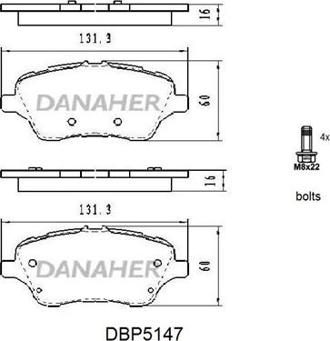 Danaher DBP5147 - Тормозные колодки, дисковые, комплект autosila-amz.com