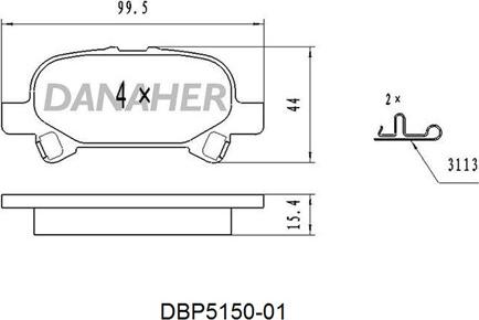 Danaher DBP5150-01 - Тормозные колодки, дисковые, комплект autosila-amz.com