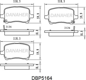 Danaher DBP5164 - Тормозные колодки, дисковые, комплект autosila-amz.com