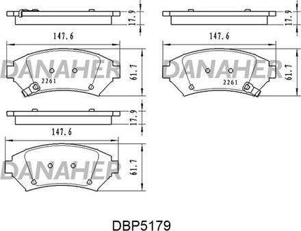 Danaher DBP5179 - Тормозные колодки, дисковые, комплект autosila-amz.com