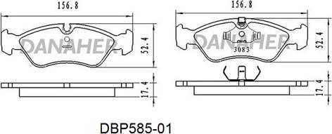 Danaher DBP585-01 - Тормозные колодки, дисковые, комплект autosila-amz.com