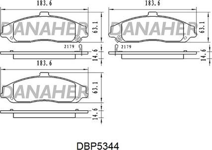 Danaher DBP5344 - Тормозные колодки, дисковые, комплект autosila-amz.com
