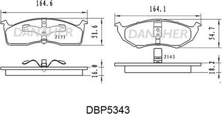 Danaher DBP5343 - Тормозные колодки, дисковые, комплект autosila-amz.com