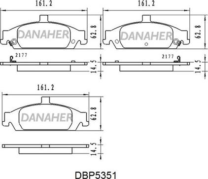 Danaher DBP5351 - Тормозные колодки, дисковые, комплект autosila-amz.com