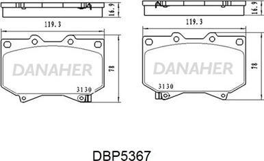 Danaher DBP5367 - Тормозные колодки, дисковые, комплект autosila-amz.com