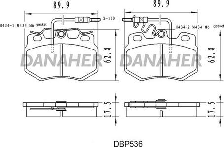 Danaher DBP536 - Тормозные колодки, дисковые, комплект autosila-amz.com