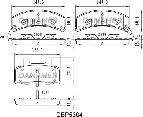 Danaher DBP5304 - Тормозные колодки, дисковые, комплект autosila-amz.com