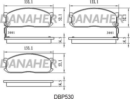 Danaher DBP530 - Тормозные колодки, дисковые, комплект autosila-amz.com